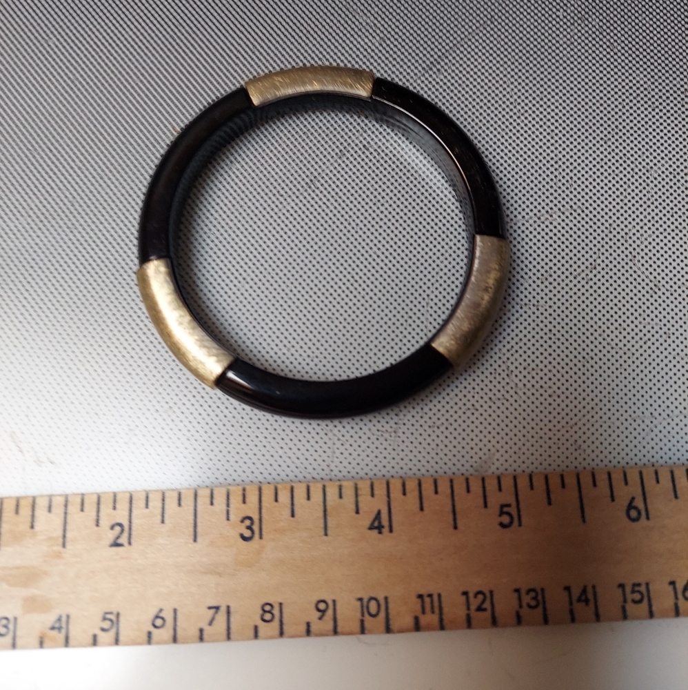 Asian bangle bracelet etched brass